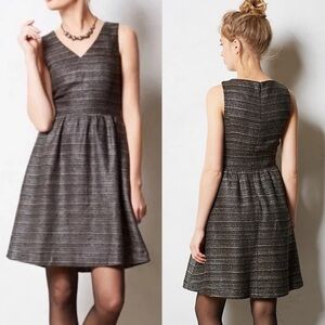 Anthropologie Moulinette Soeurs Dress Brown Black Sleeveless Fit Flare Woven 8‎
